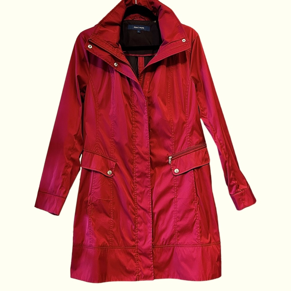 Cole Haan | Red Packable Hooded Rain Jacket  Women Size Large